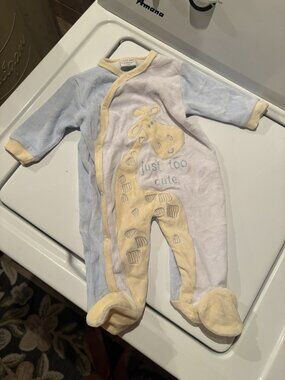 vintage velour baby sleeper Giraffe Just Too Cute size 3-6 month